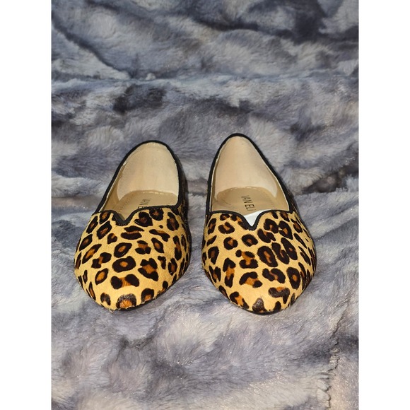 NWB VANELI GANET Camel Dino‎ Leopard Print calf hair Ballet Flat Size 7 Wide - Picture 2 of 8